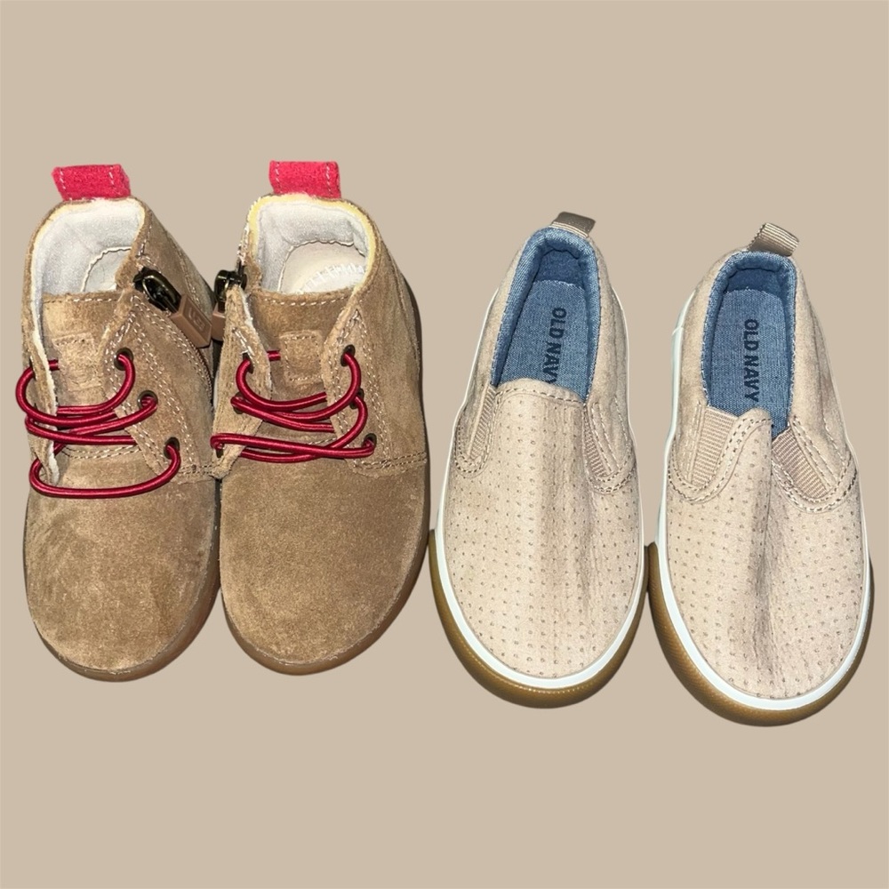 UGG Kids Tan Sneakers with Red Laces